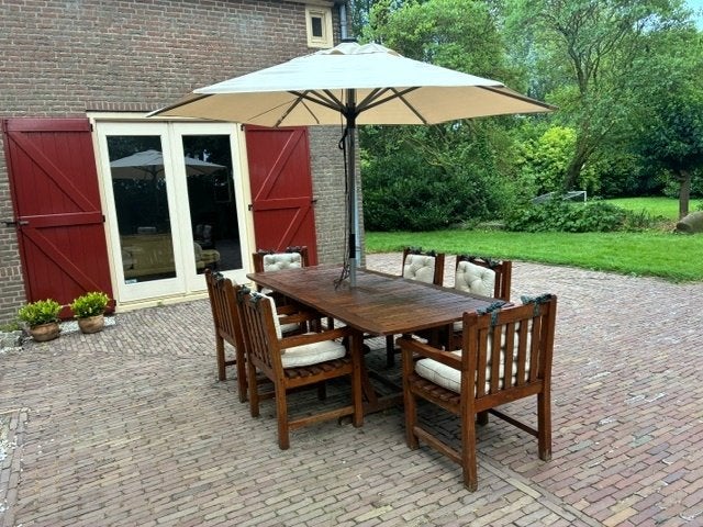 prachtige teak tuinset compleet, Tuin en Terras, Ophalen, Gebruikt, Rechthoekig, Teakhout