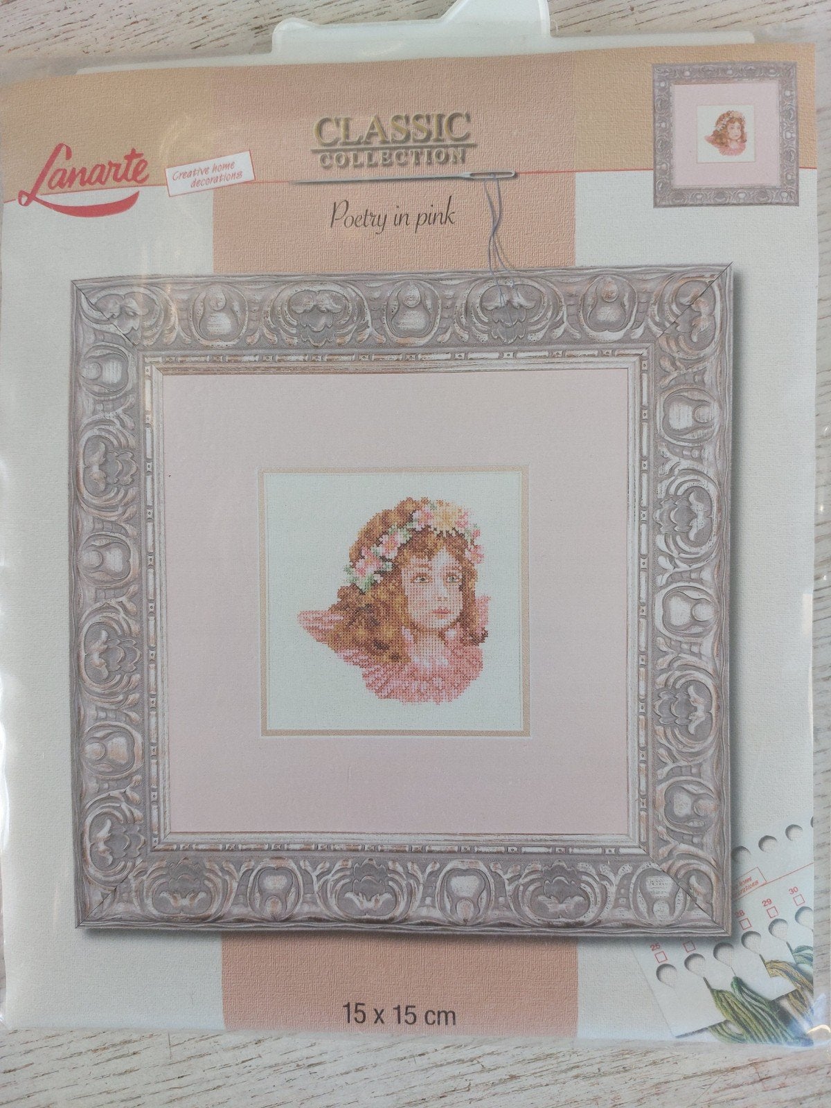 Lanarte Borduurpakket 'Poetry in Pink' 15x15 cm, Ophalen of Verzenden, Nieuw, Handborduren, Borduurpakket