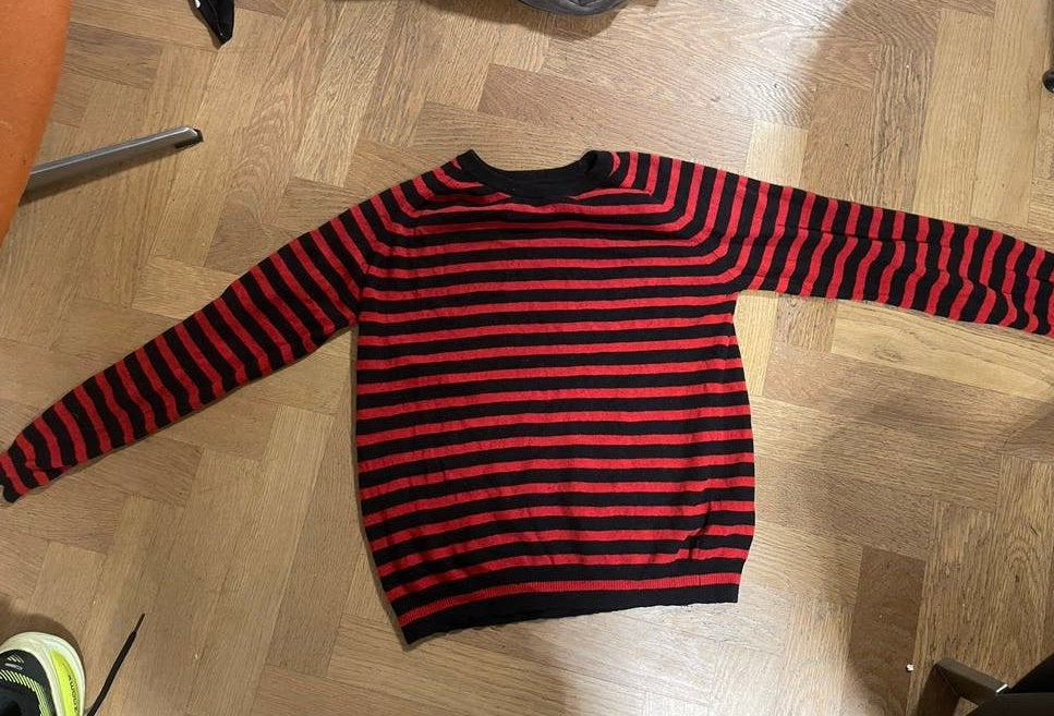 Mads Nørgaard Cosy Stripe Trui - Rood/Zwart Gestreepte Wolmi, Kleding | Dames, Ophalen of Verzenden, Gedragen, Maat 36 (S), Rood