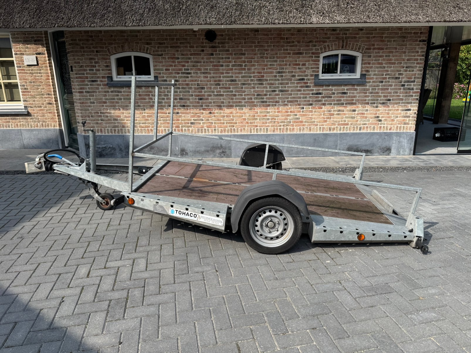 Tohaco motoraanhanger plateauwagen machinetransporter, Ophalen of Verzenden, Zo goed als nieuw