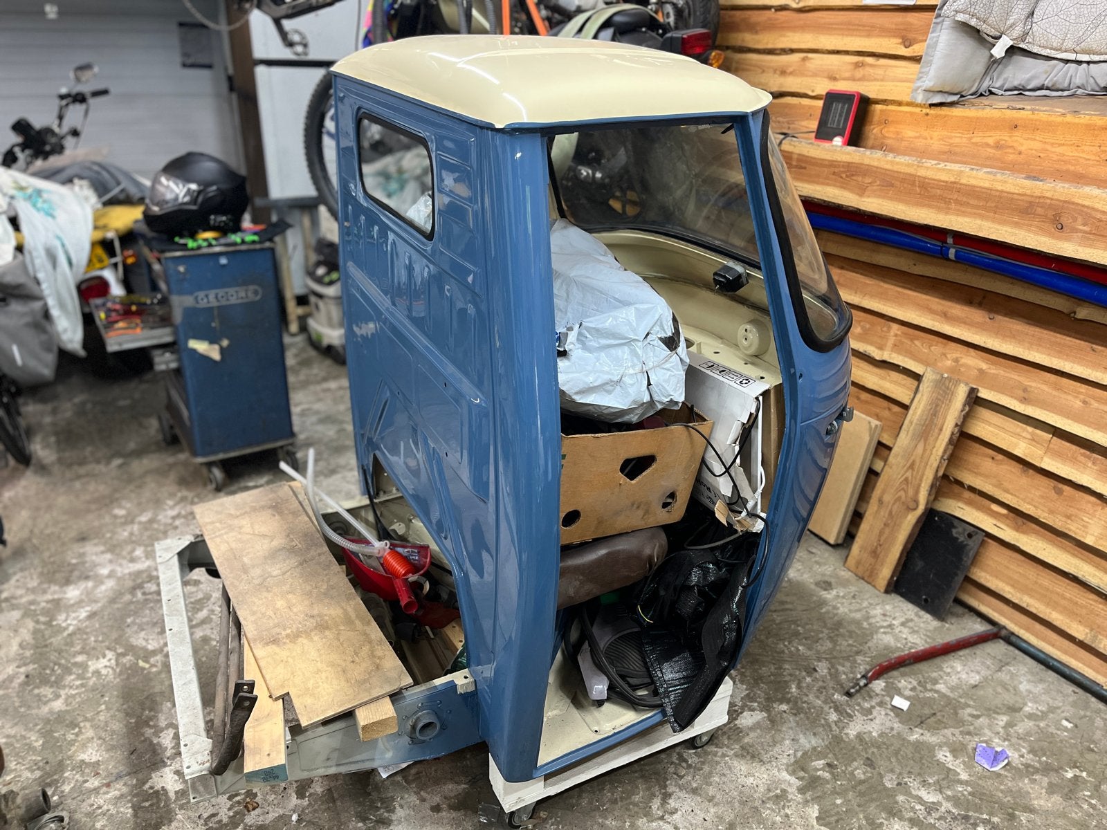 Piaggio Ape 50 cabine met deuren en motorblok, Ophalen, Gebruikt, Frame, Overige merken