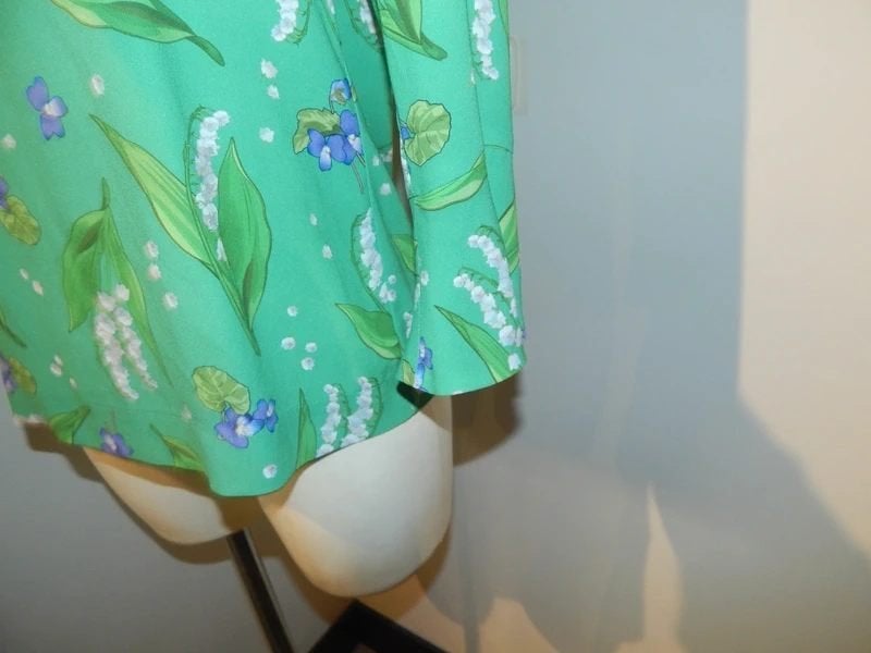 Marccain appeltjes groene top in print uitlopend mouwtje n3, Maat 38/40 (M), Verzenden, Zo goed als nieuw, Lange mouw