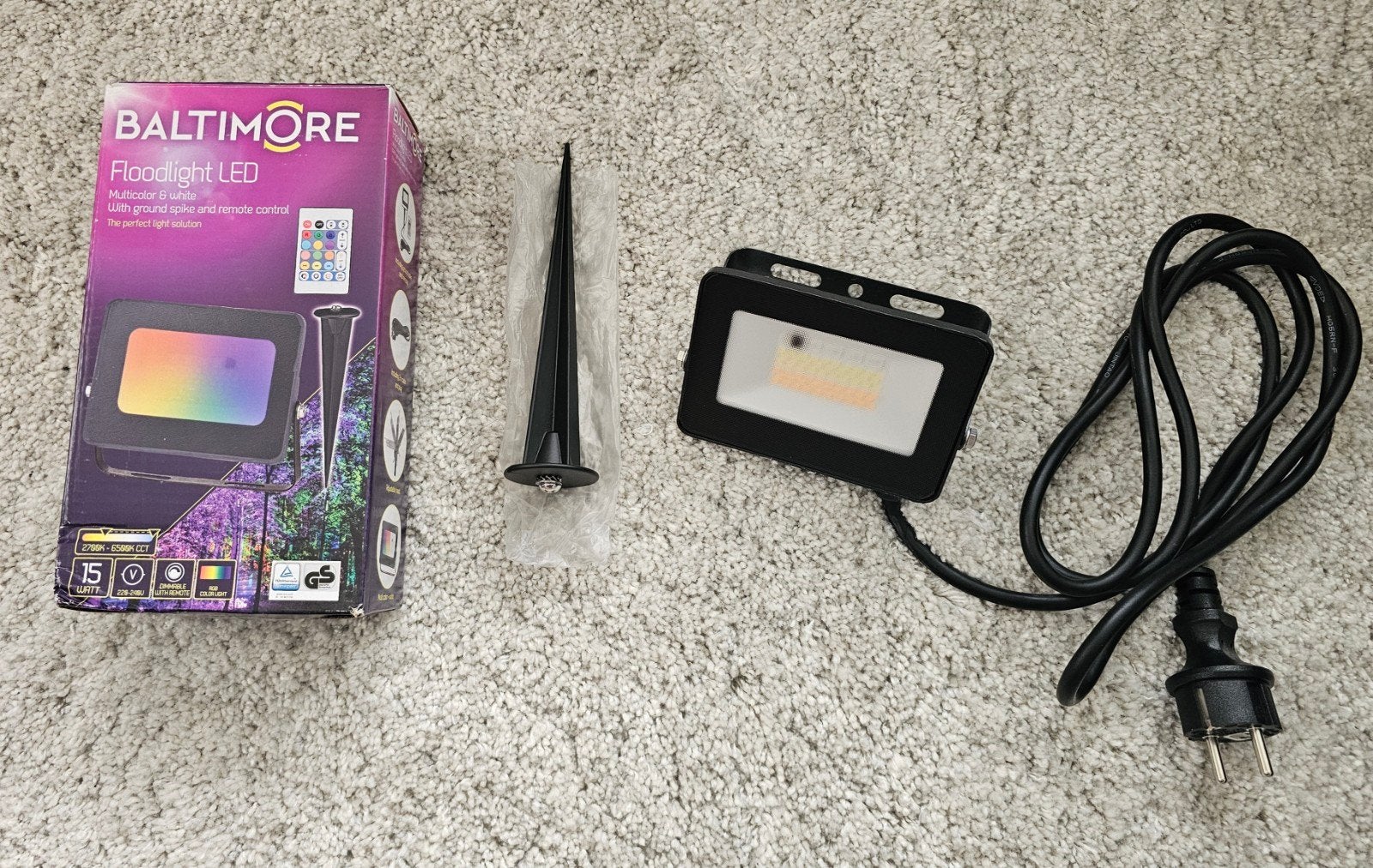 BALTIMORE Floodlight LED - Multicolor met afstandsbediening, Kunststof, Minder dan 50 watt, Overige typen, Nieuw