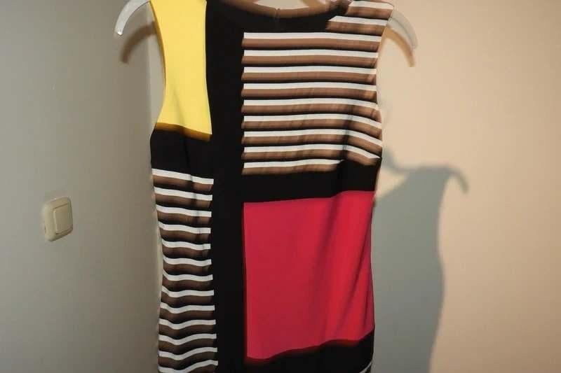 Joseph Ribkoff stretch jurk mondriaan look vakken kleurenS/M, Kleding | Dames, Jurken, Maat 38/40 (M), Verzenden, Zwart, Joseph Ribkoff