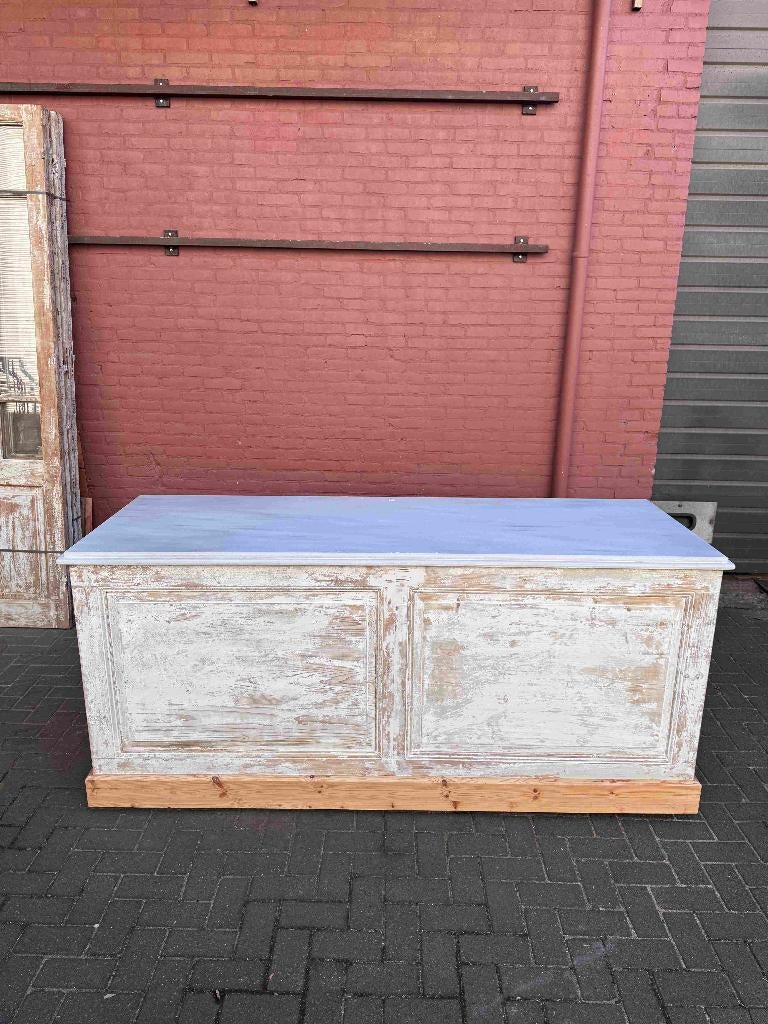 Keukenblok met witte patina en wit marmeren blad, Huis en Inrichting, Keuken | Complete keukens, Gebruikt, Overige materialen