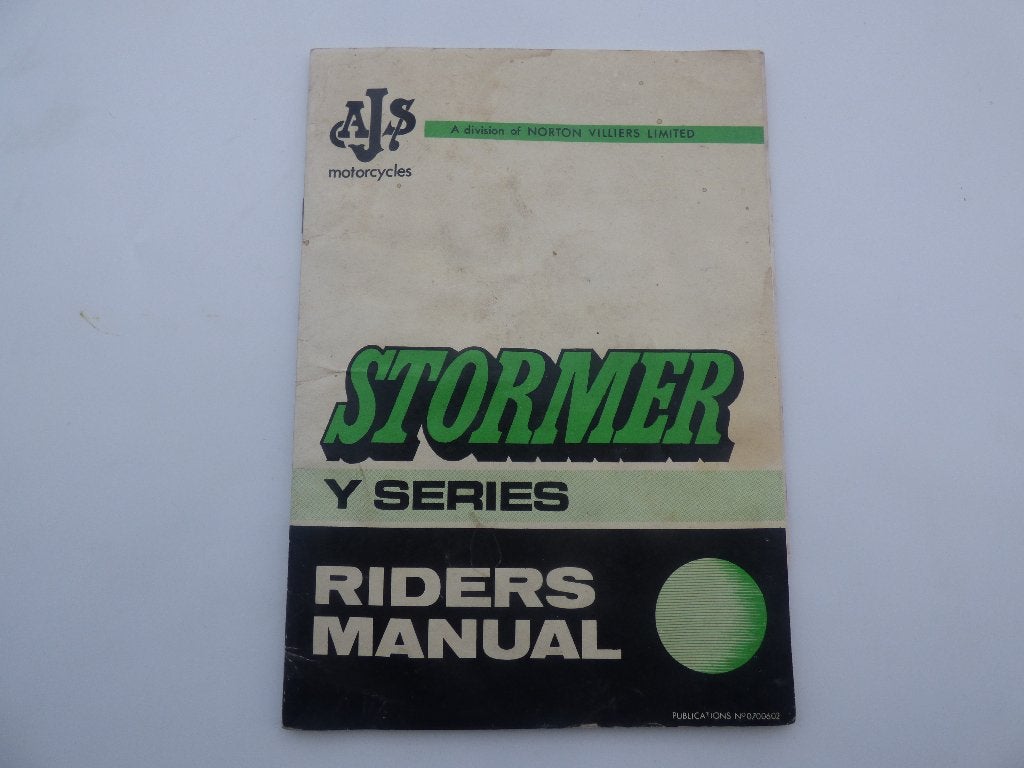 AJS STORMER Y SERIES GEBRUIKERS HANDLEIDING, Motoren, Ophalen of Verzenden, Overige merken