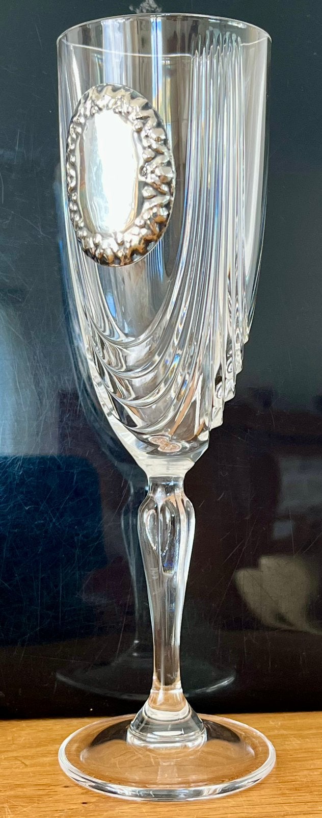 Champagneglas VINTAGE Kristal en 925 zilver, Antiek en Kunst, Antiek | Glas en Kristal, Ophalen of Verzenden
