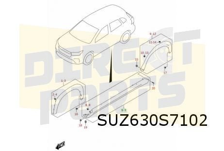 Suzuki S-Cross (1/22-) (JY / AKK) dorpelafdekking Rechts (5P