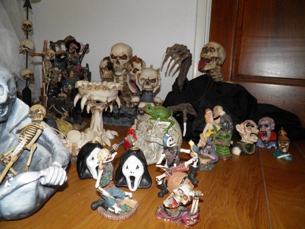 verzameling doodshoofd, skelet, griezel beelden. zie fotos, Ophalen, Zo goed als nieuw, Overige typen