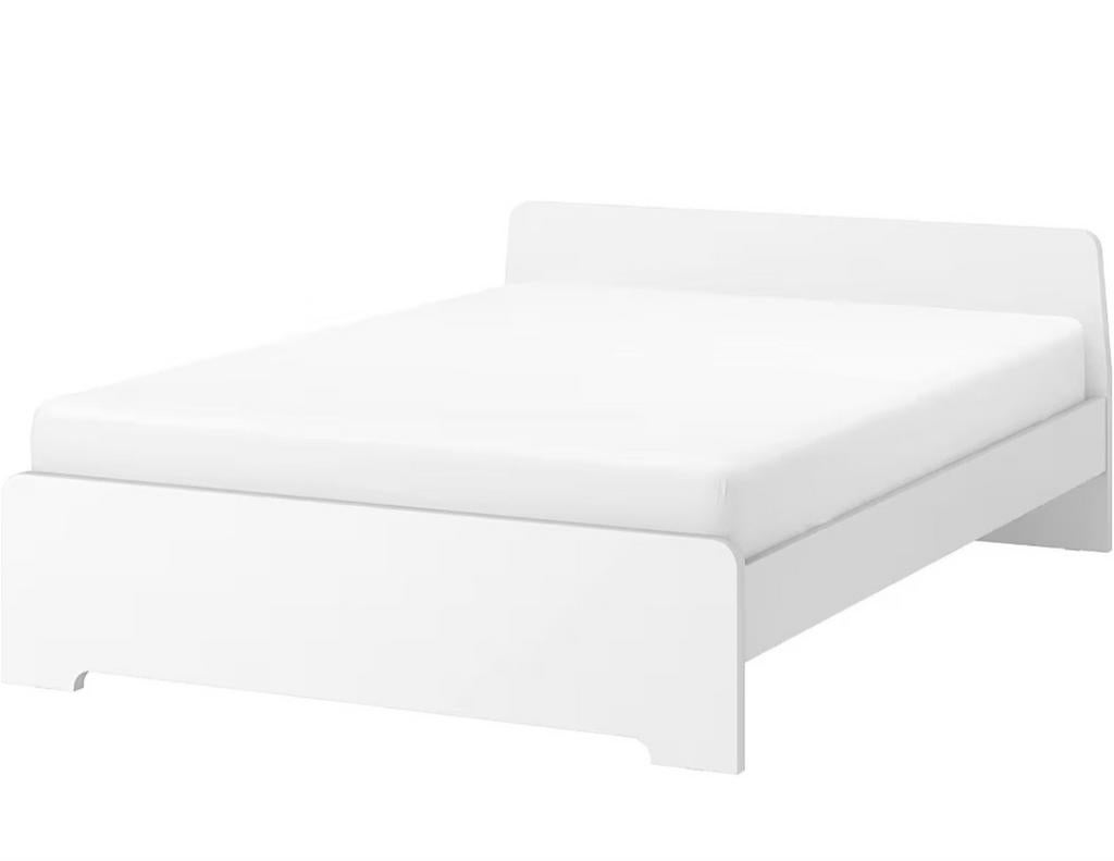 Bedframe Askvöll Ikea  140x200 cm met 2 lattenbodems, Ophalen, Wit, Tweepersoons, 140 cm