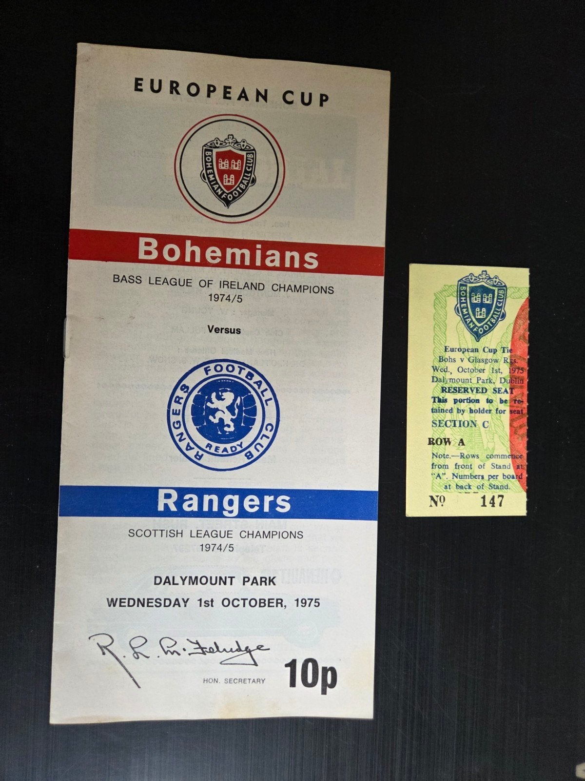 Voetbal EUROPACUP ticket, programma BOHEMIANS GLASGOW R 1975, Ophalen of Verzenden, Zo goed als nieuw, Buitenlandse clubs, Boek of Tijdschrift