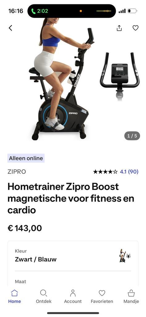 Hometrainer Zipro Boost magnetisch voor fitness en cardio, Nieuw, Ophalen of Verzenden, Metaal, Benen