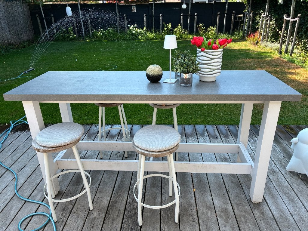 Bartafel tuin + 4 krukken, Ophalen, Gebruikt, Rechthoekig, Aluminium