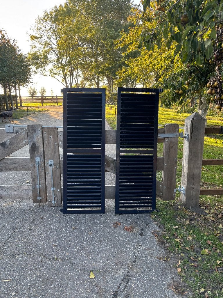 6 sets hardhouten shutters / louvre luiken voor buiten, Ophalen, Minder dan 80 cm, Minder dan 200 cm, Hout