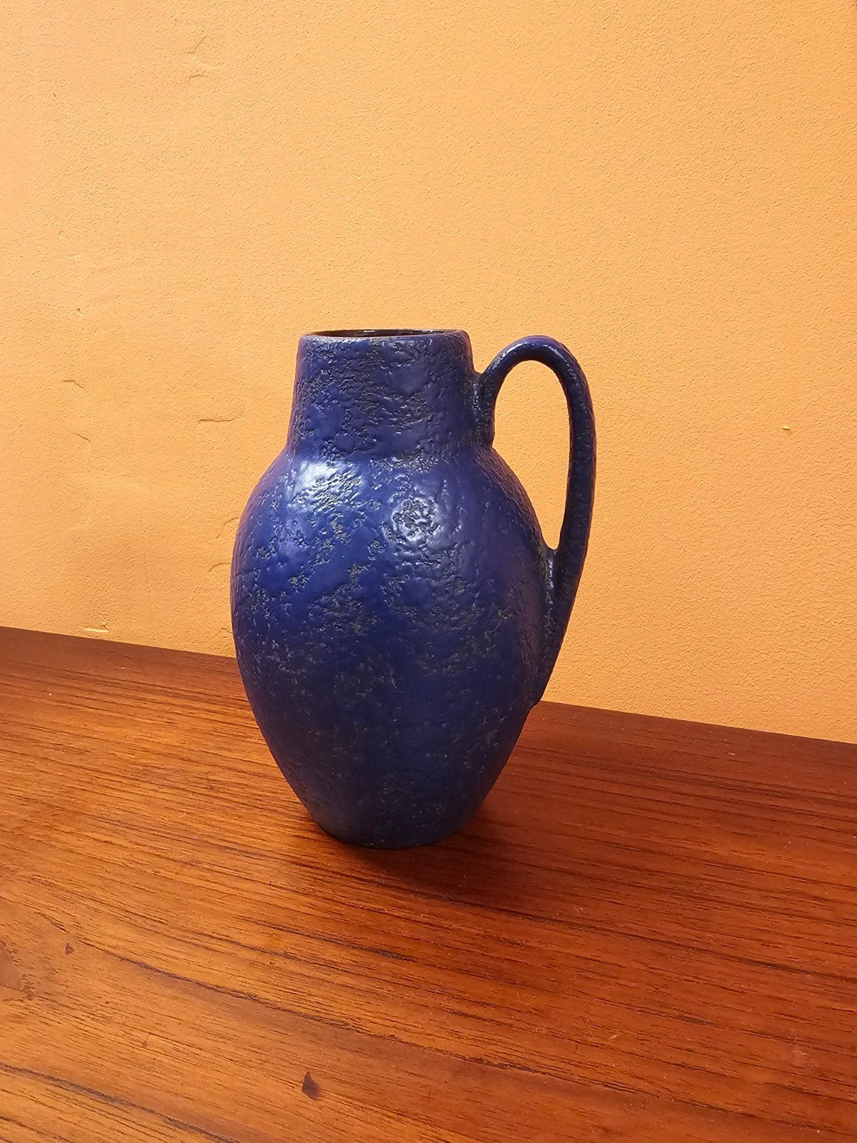 Vintage Scheurich West Germany Oorvaasje Vaas Vaasje Blauw, Ophalen of Verzenden