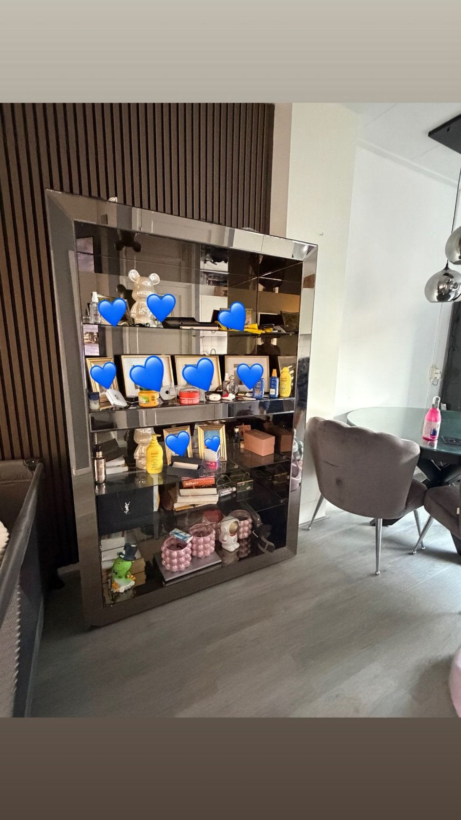 Glazen kast en salontafel, Huis en Inrichting, Kasten | Vitrinekasten, Met plank(en), Gebruikt, 200 cm of meer, Glas