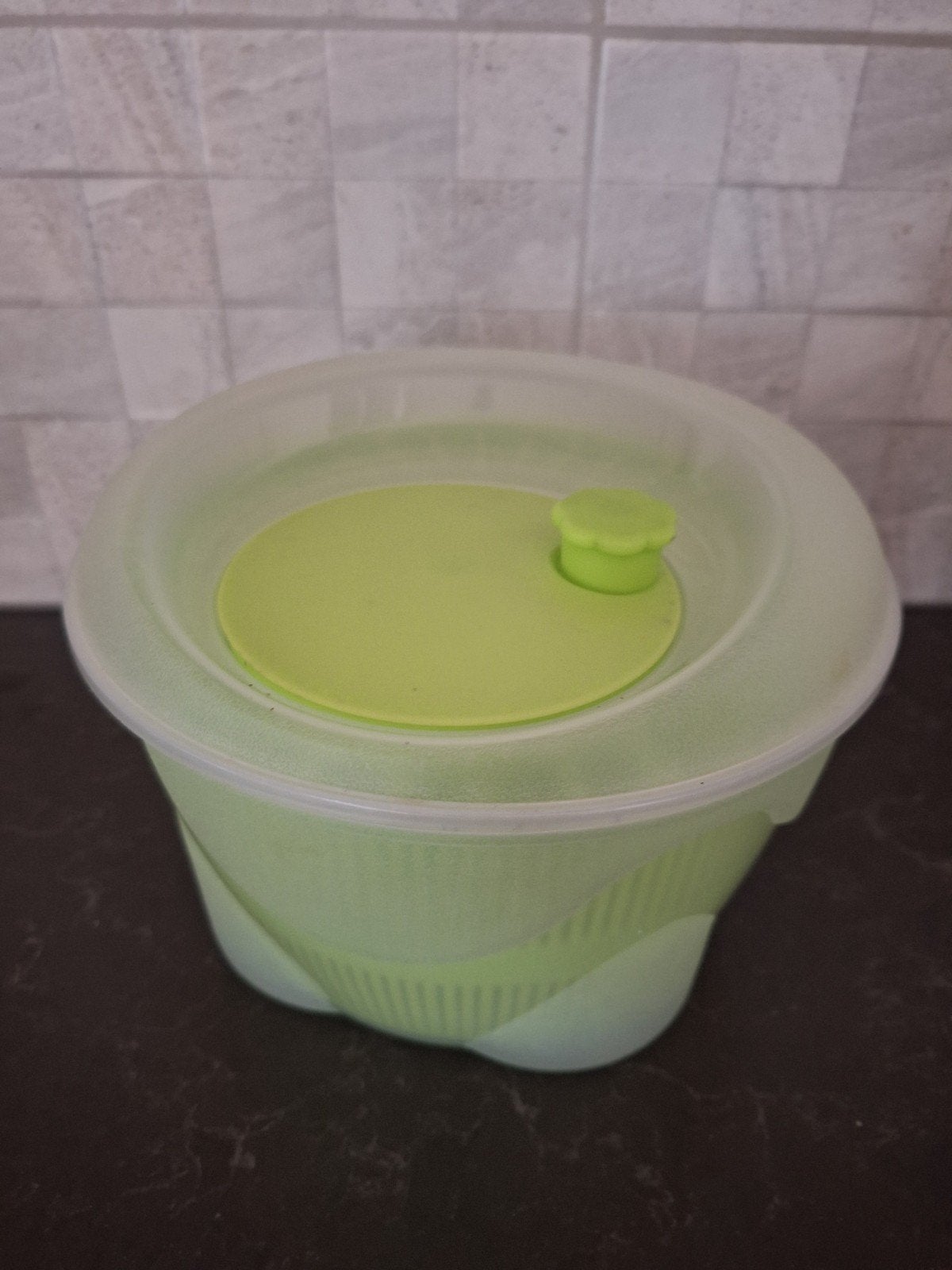 Salade centrifuge - Groen en transparant, Kunststof, Ophalen of Verzenden, Zo goed als nieuw, Groen