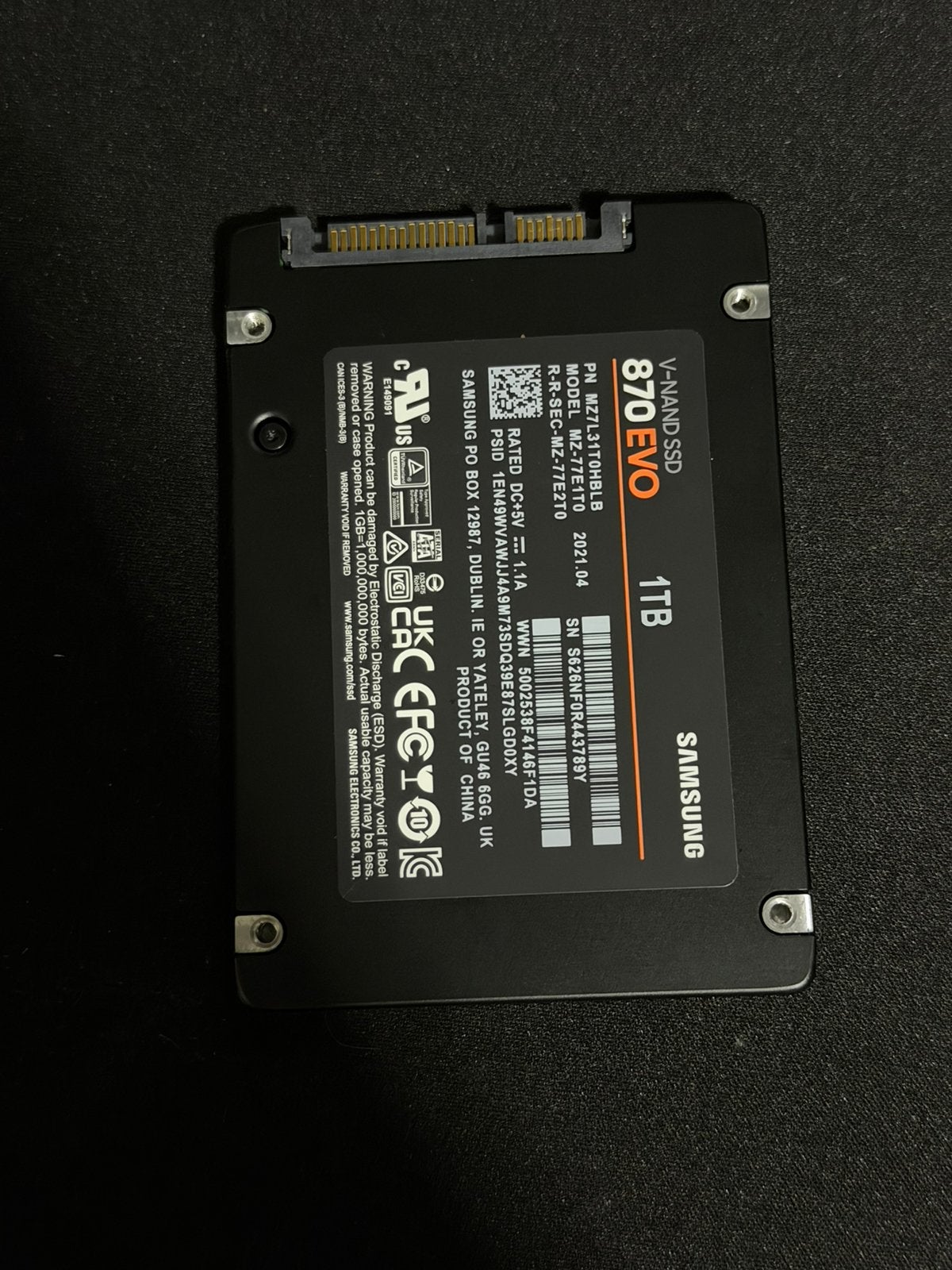 Samsung 1tb ssd 870 evo v-nand ssd voledig werkend!, Computers en Software, Harde schijven, Ophalen of Verzenden, Zo goed als nieuw