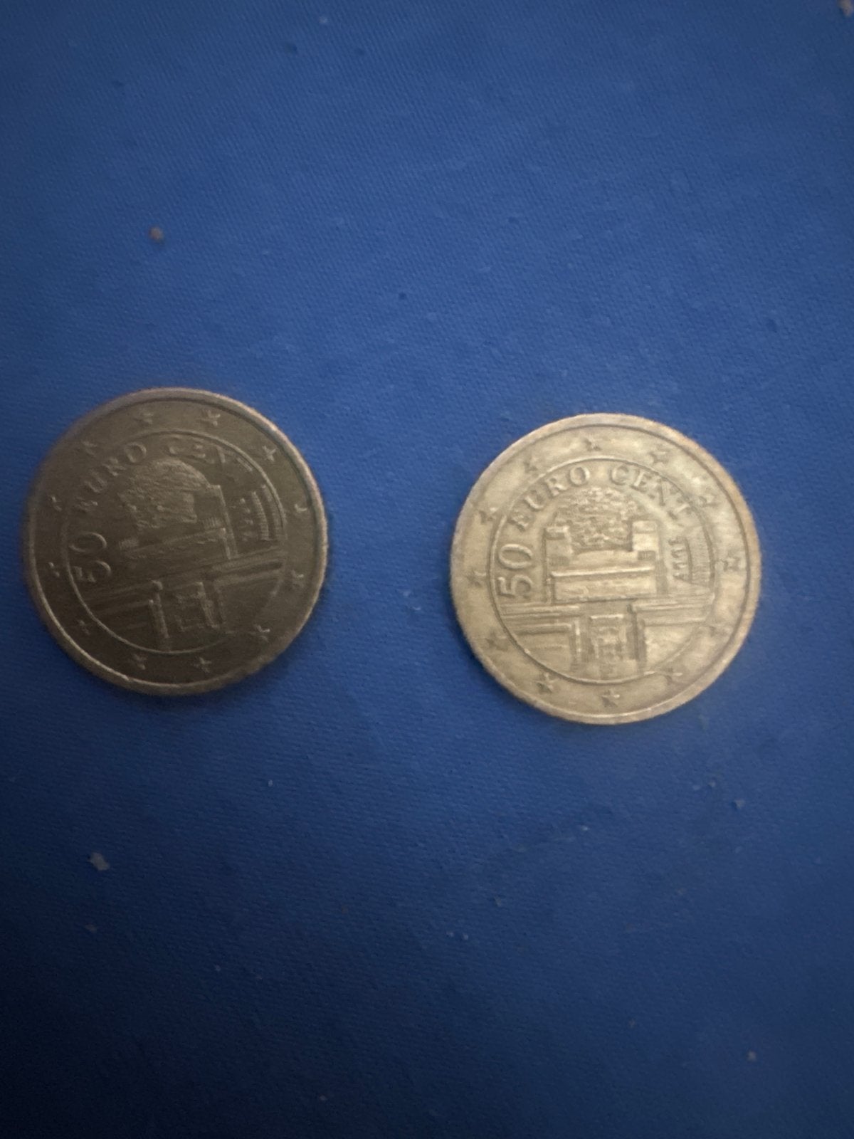 Twee zeldzame 50 eurocent munten, Ophalen, 50 cent, Setje