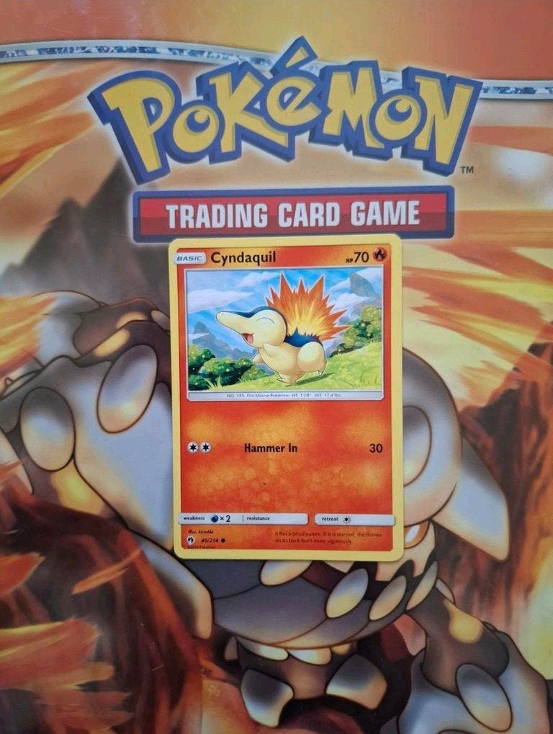 Cyndaquil 40/214 Pokemon Sun&Moon Lost Thunder kaart, Ophalen of Verzenden, Zo goed als nieuw, Losse kaart