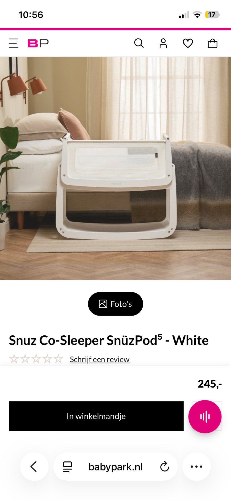 Snuzpod co-sleeper met Pretura matras, Kinderen en Baby's, Babywiegjes en Ledikanten, Zo goed als nieuw, Wieg, Ophalen of Verzenden
