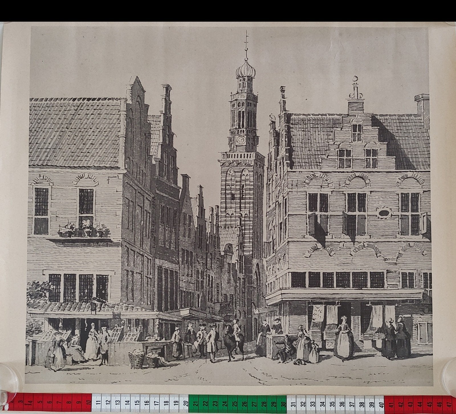 Reproductie pentekening Cornelis Pronk - Leeuwarden 1742, Ophalen of Verzenden, Reproductie, Print/reproductie