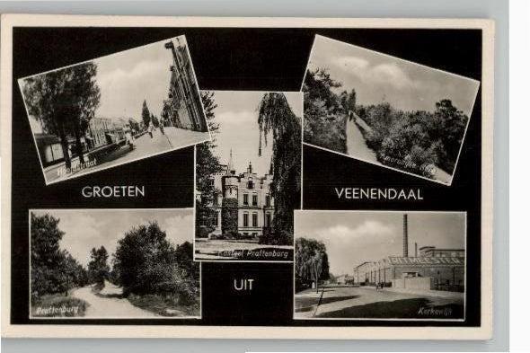 Veenendaal 4 mooi gelopen Groet kaarten jaren 50, Ophalen of Verzenden, 1940 tot 1960, Gelopen, Utrecht