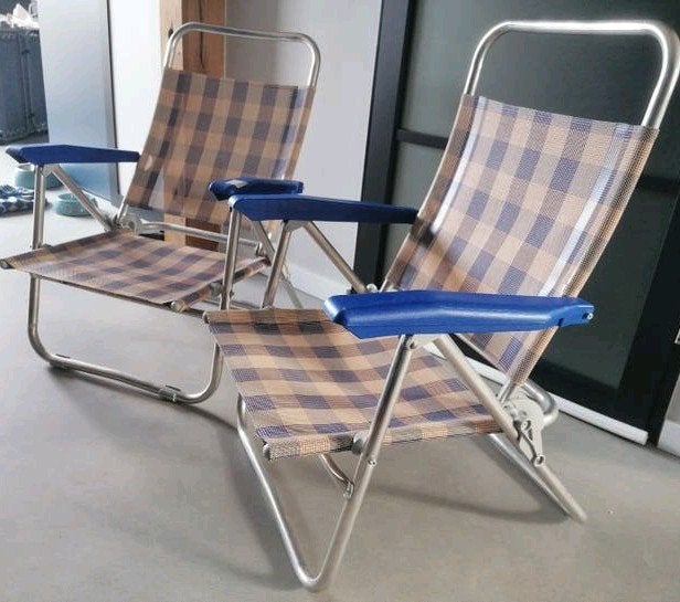 Vintage 2x Dukdalf Campingstoel 4 Standen Verstelbaar Stoel, Ophalen of Verzenden, Zo goed als nieuw, Campingstoel