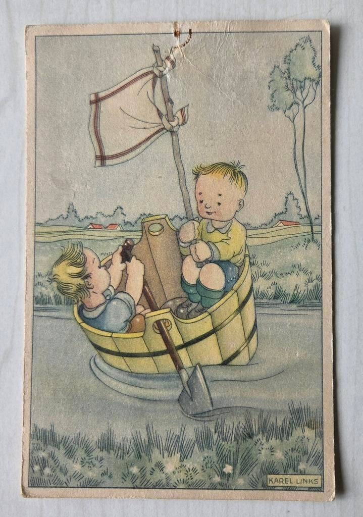 Ansichtkaart kinderen in een tobbe, Ophalen of Verzenden, 1960 tot 1980, Gelopen, Kinderen
