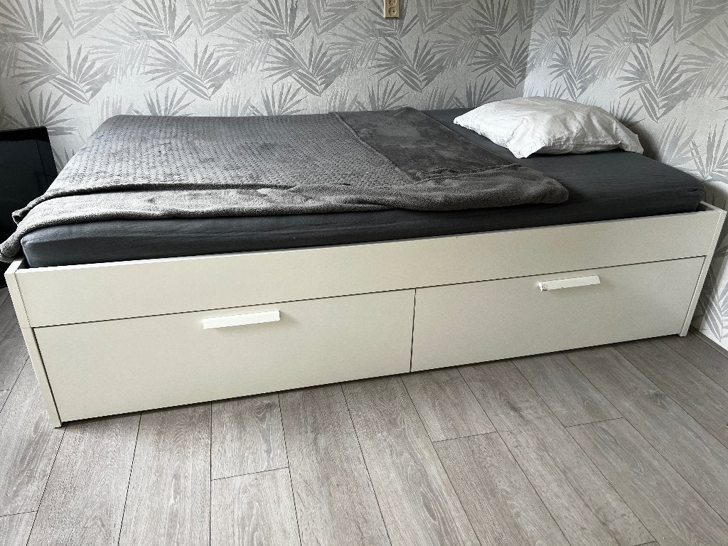 IKEA Brimnes bed met lades - twee persoons bed/twijfelaar, Ophalen, Gebruikt, Wit, Tweepersoons