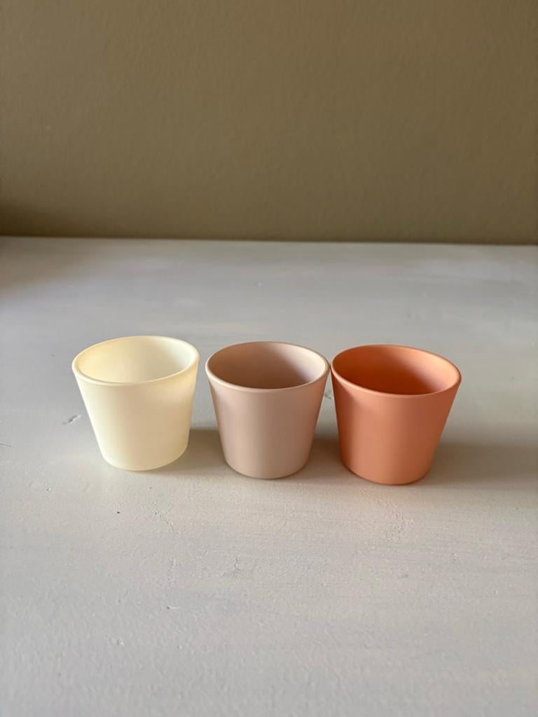 Set van 3 kleine bloempotten - diverse kleuren, Tuin en Terras, Bloempotten, Rond, Binnen, Ophalen of Verzenden, Zo goed als nieuw