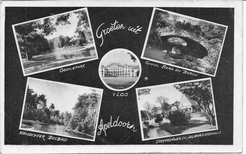 Groeten uit Apeldoorn., Ophalen of Verzenden, 1940 tot 1960, Gelopen, Gelderland