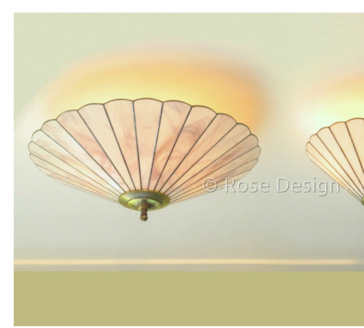 Tiffany plafonnière en wandlampjes oud roze (Rose Design), Huis en Inrichting, Lampen | Plafondlampen, Ophalen, Roze, Zo goed als nieuw