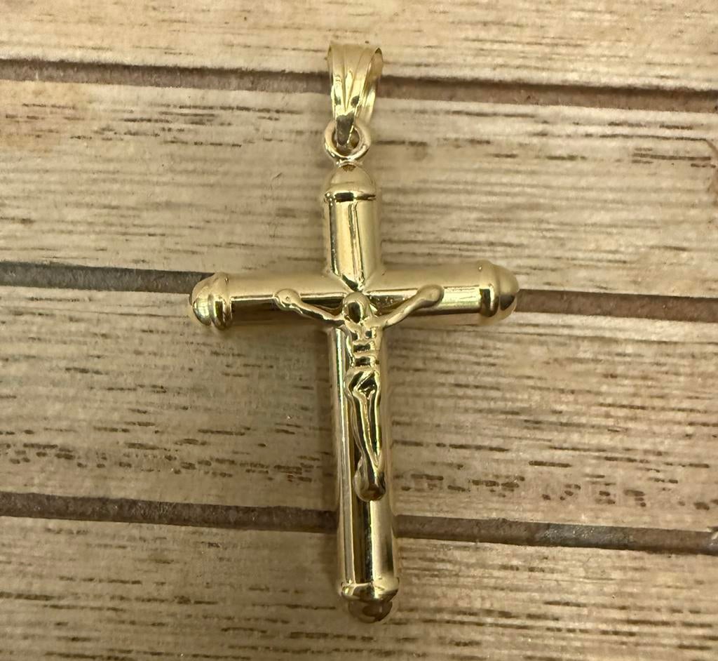 Prachtige 14 karaats gouden kruis met jezus hanger, Sieraden, Tassen en Uiterlijk, Kettinghangers, Ophalen of Verzenden, Nieuw