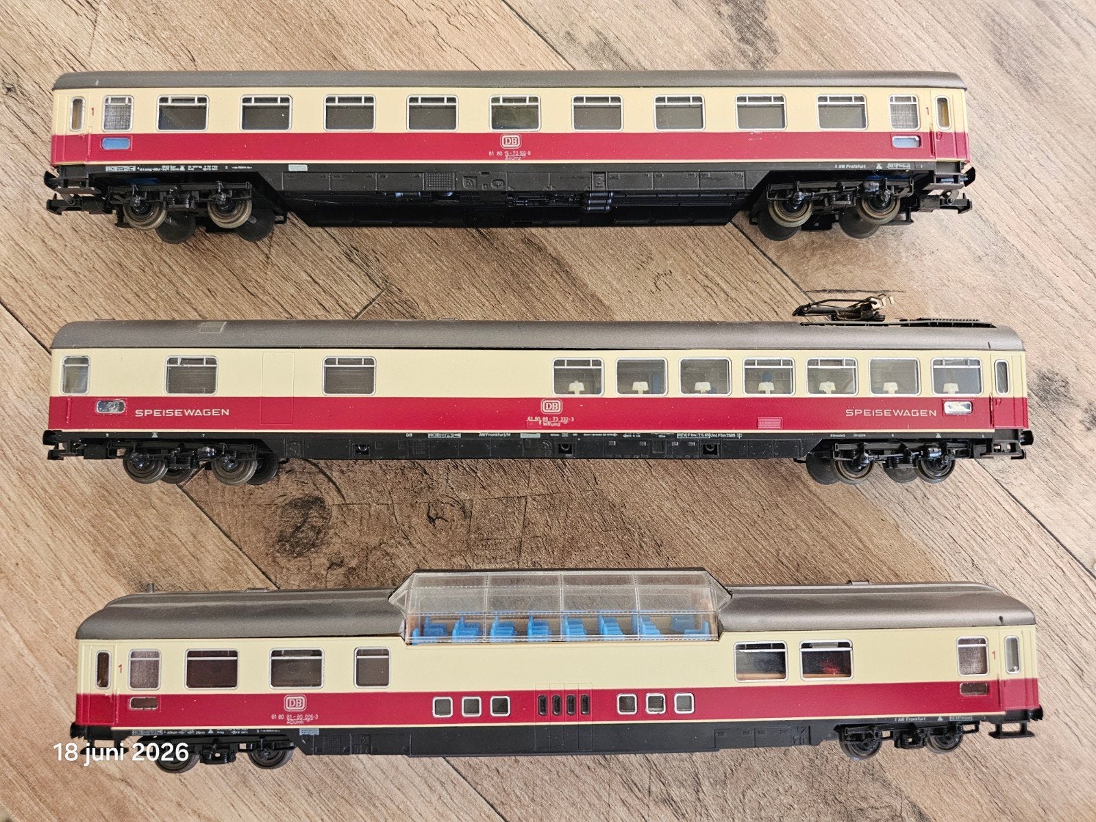 Set van 3 Roco TEE rijtuigen, zgan, 1 met verlichting, Ophalen of Verzenden