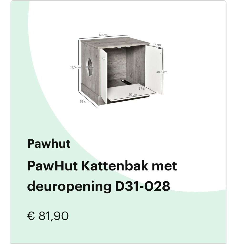 Te koop: kast om kattenbak in te plaastsen, Dieren en Toebehoren, Katten-accessoires, Ophalen, Zo goed als nieuw