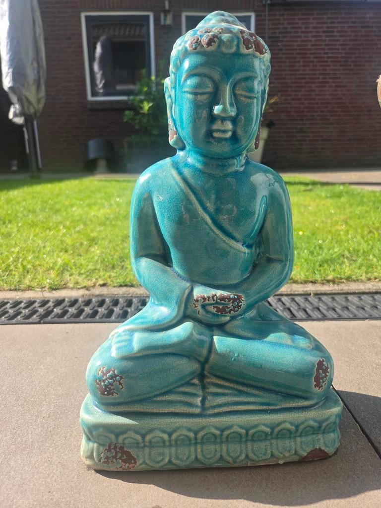 Turquoise Boeddha beeld - Mediterende Boeddha, Ophalen