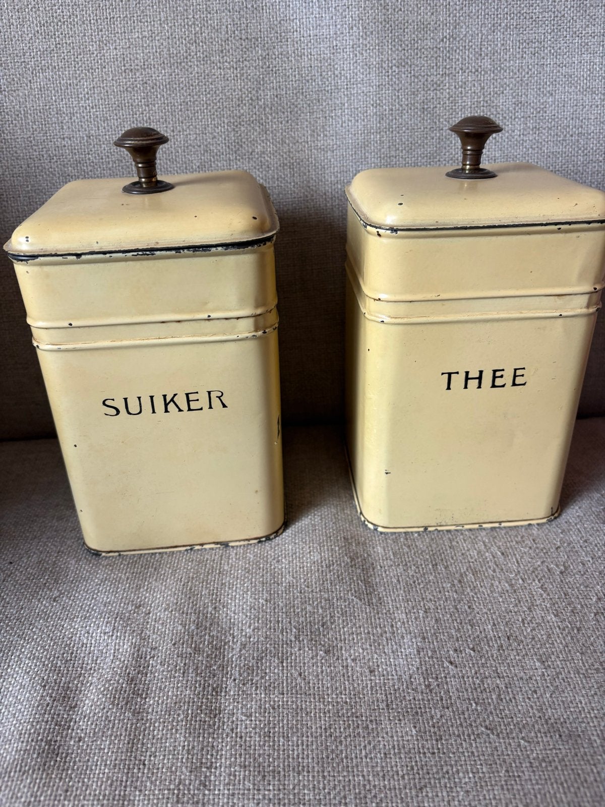 Vintage emaille voorraadpotten: Suiker en Thee, Ophalen of Verzenden