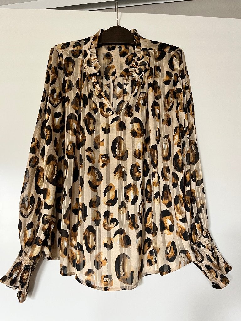 Mooie blouse dierenprint/animalprint/tijgerprint Nukus, Maat 42/44 (L), Zo goed als nieuw, Nukus, Meerkleurig