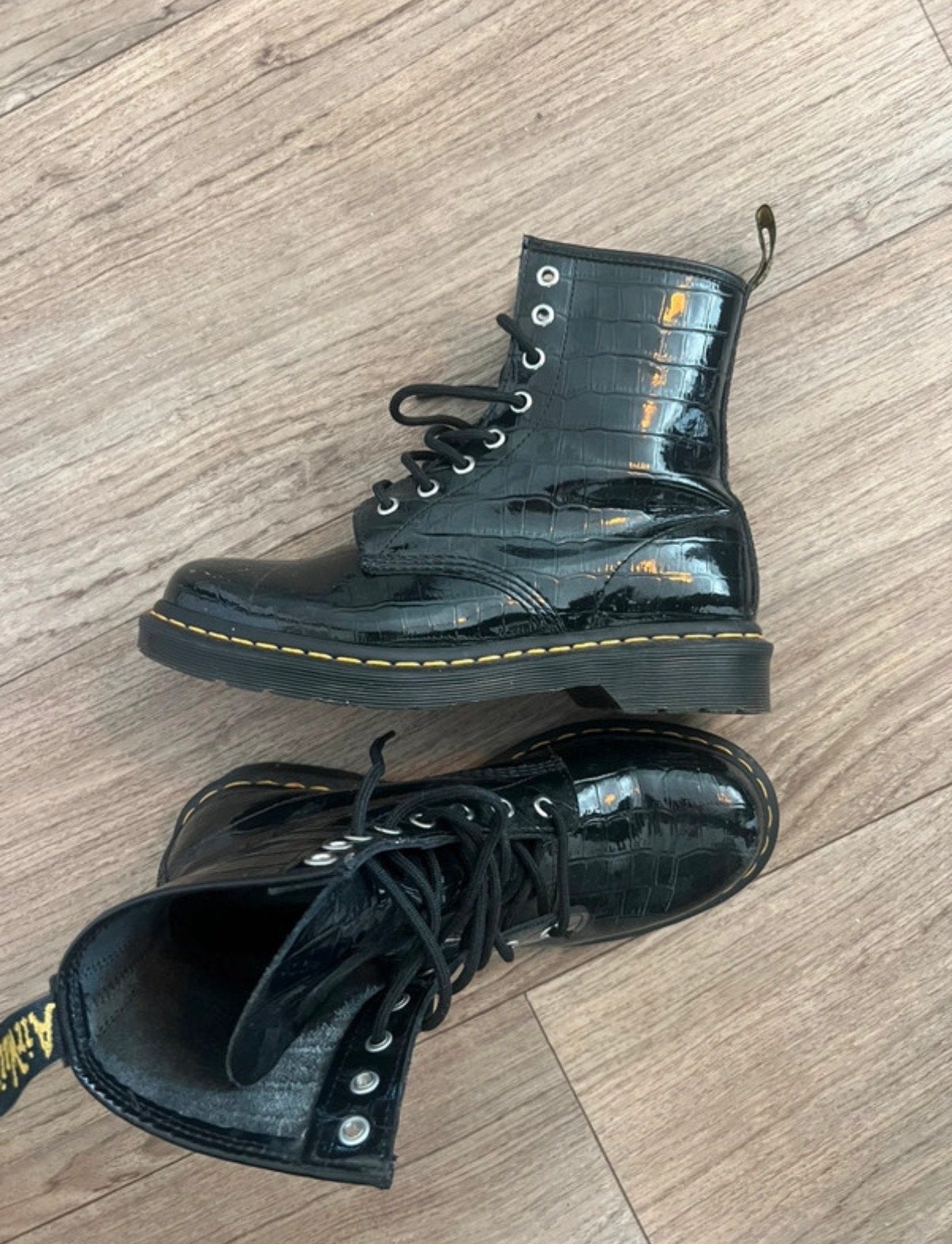 Dr. Martens 1460 Pascal Croco Lak Veterlaarzen Zwart Maat 39, Ophalen of Verzenden, Zo goed als nieuw, Zwart, Lage of Enkellaarzen
