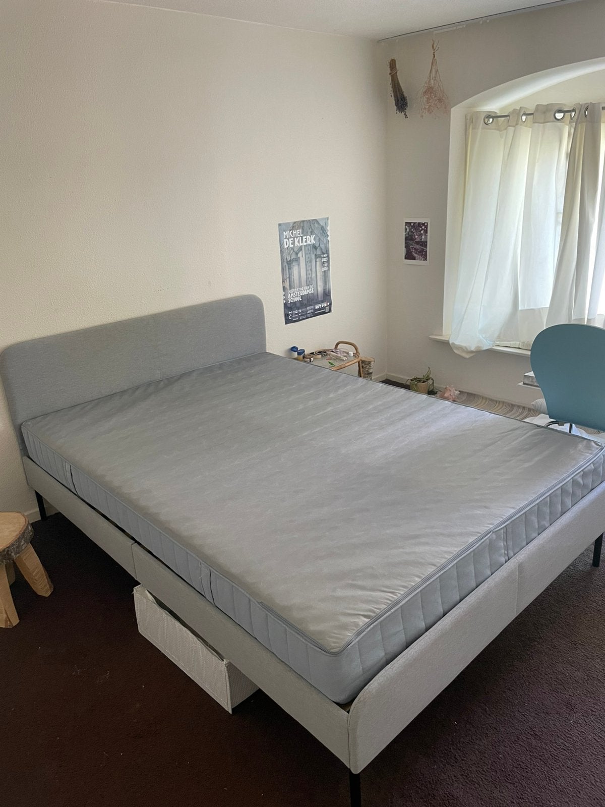 ikea slattum twijfelaar bed 140 bij 200, Ophalen, 140 cm, Zo goed als nieuw, Twijfelaar