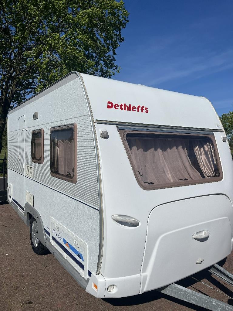 Mooie Dethleffs New Line 420, Caravans en Kamperen, Caravans, Bedrijf, Treinzit, 750 - 1000 kg, Tot en met 4