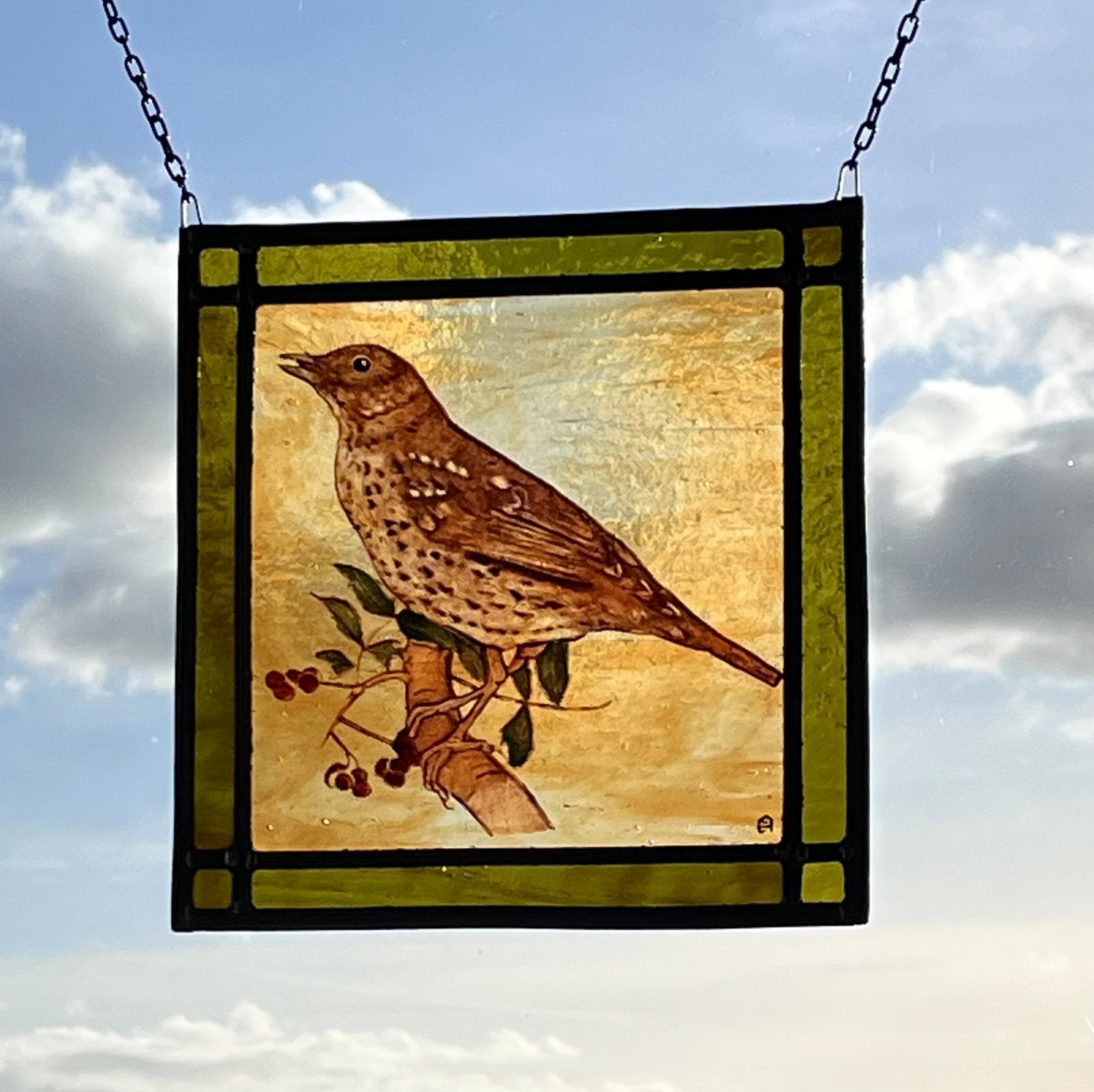 Zanglijster glas in lood raam vogel, Ophalen of Verzenden, Nieuw, Overige typen