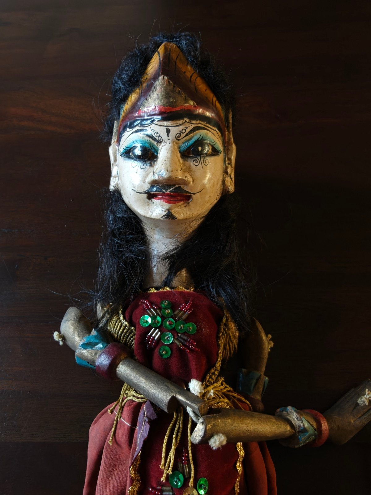 Set van 2 Wajang Golek poppen - Indonesische handpoppen, Verzamelen, Ophalen, Gebruikt, Pop