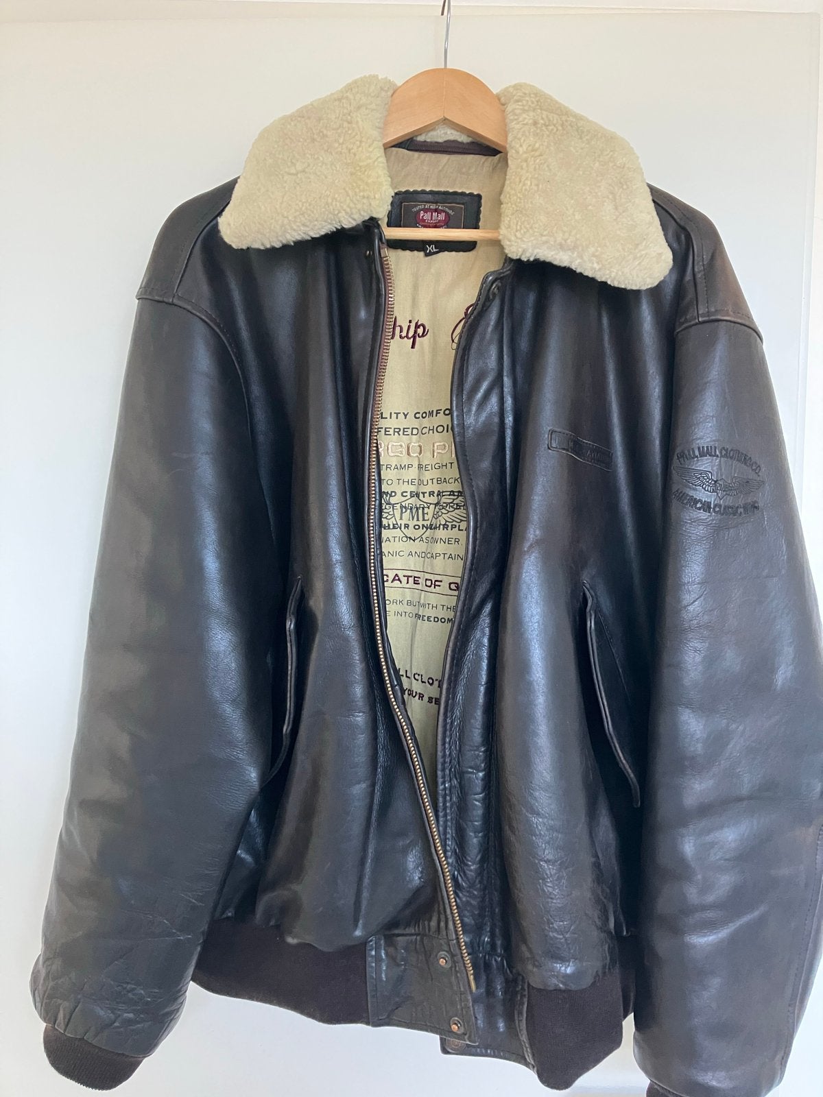 Pall Mall Bomberjack Leer XL, Ophalen, Gedragen, Maat 56/58 (XL), Bruin