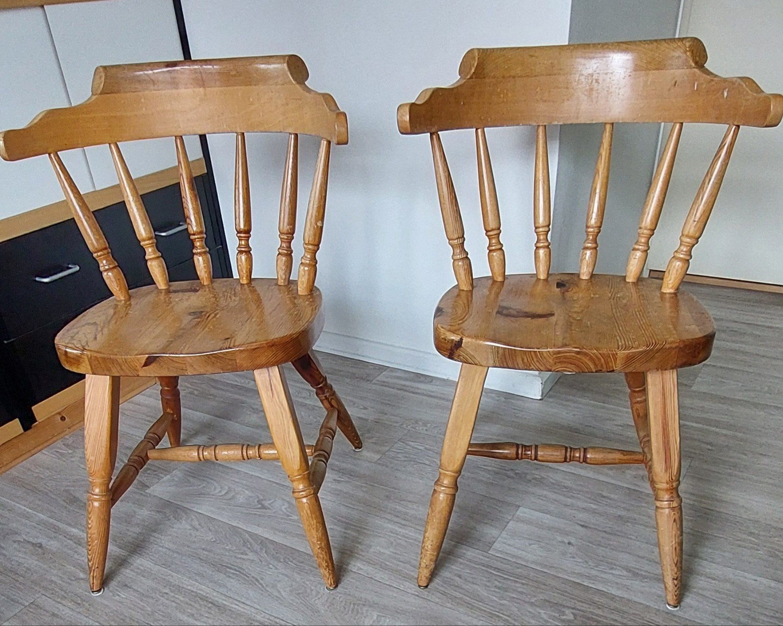 Set van 2 houten Windsor stoelen, Ophalen, Gebruikt, Twee, Bruin