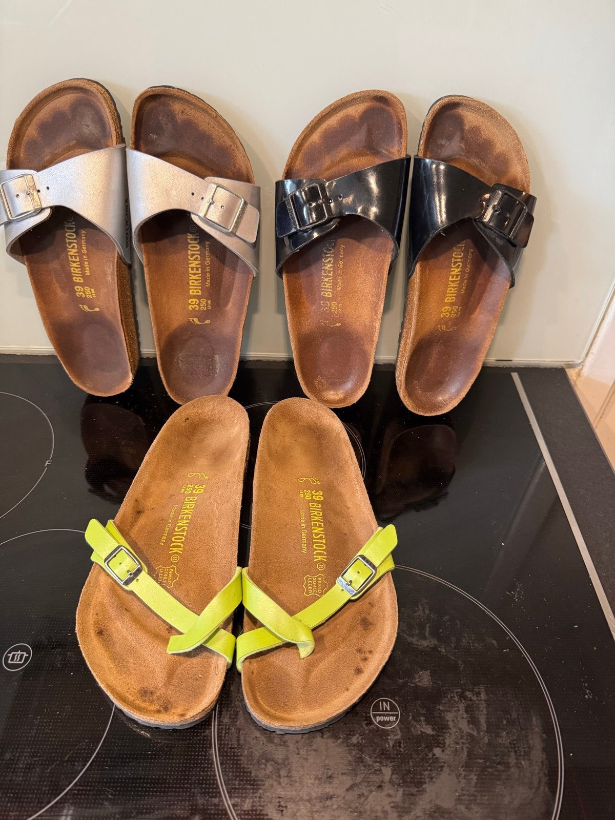 Birkenstock sandalen - 3 paar maat 39, Ophalen of Verzenden, Gedragen, Zwart, Slippers