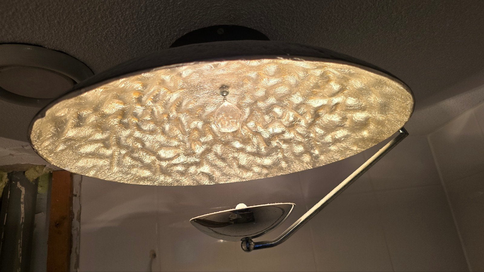 Design lamp met kristal en bladzilver, Ophalen of Verzenden