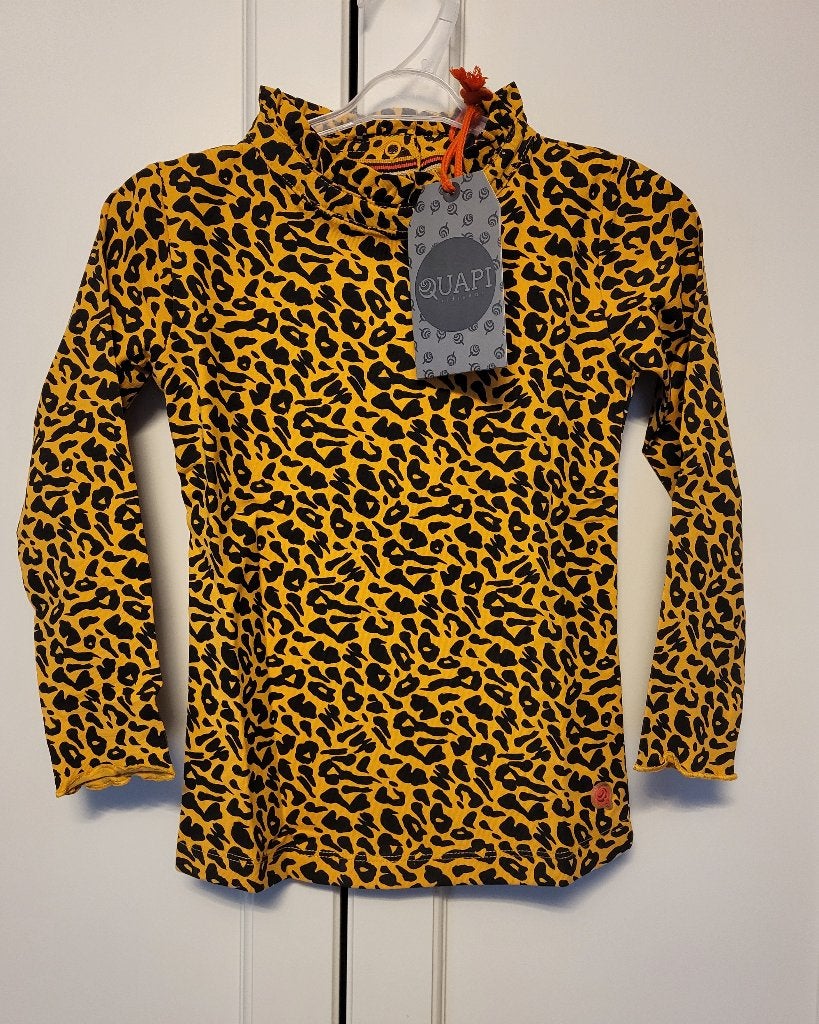 Nieuw! Quapi, longsleeve, shirt, geel/zwart, panter maat 104, Meisje, Nieuw, Ophalen of Verzenden, Shirt of Longsleeve