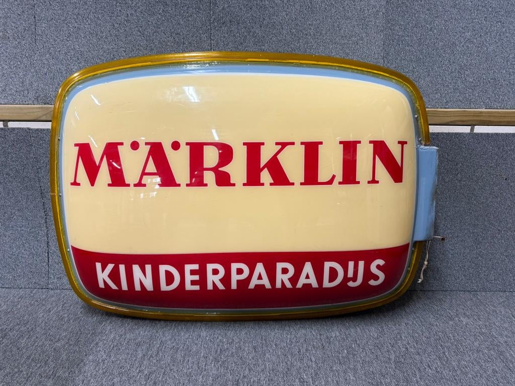 Märklin Kinderparadijs lichtreclame uithangbord vintage 60's, Verzamelen, Merken en Reclamevoorwerpen, Ophalen, Gebruikt, Lichtbak of (neon) lamp